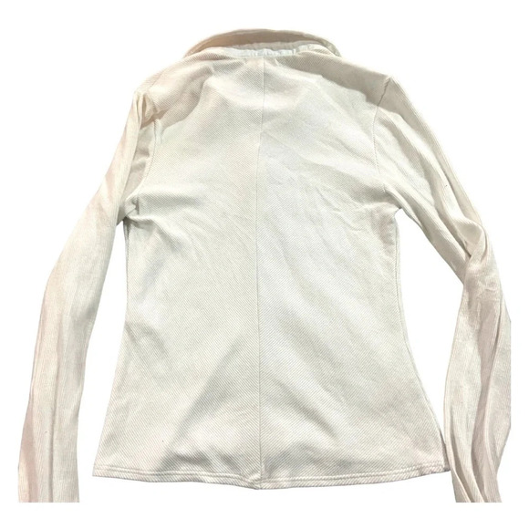 Rag & Bone Essential Rob Pullover Top Ribbed Sz M White Organic Cotton - Picture 5 of 8